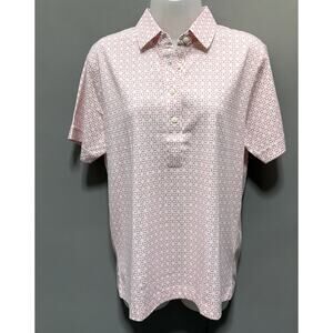 Leon Levin Women's Medium Polo Shirt Short Sleeve Pink And White Pattern Golf